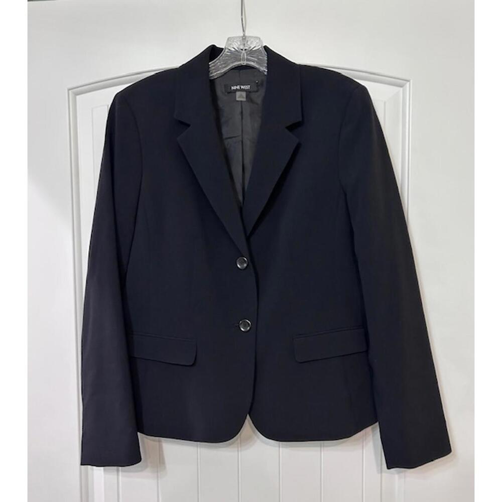 🖤 Nine West Women’s Sport Coat — Sz 10 — BLK, Fitted, 2‑Button Timeless Staple - Picture 1 of 7